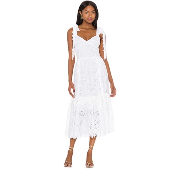 LoveShackFancy Antonella White Eyelet Dress NWT - Picture 3 of 16